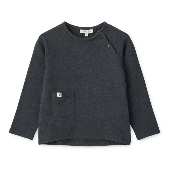 Maglietta Lolan in cotone organico a coste | Grigio antracite