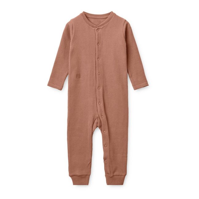 Pyjama aus gerippter Bio-Baumwolle Birk | Altrosa