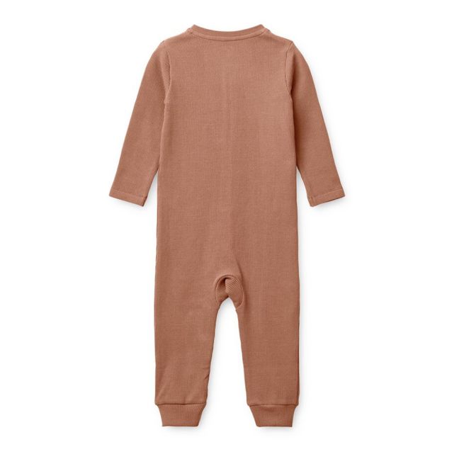 Pyjama aus gerippter Bio-Baumwolle Birk | Altrosa