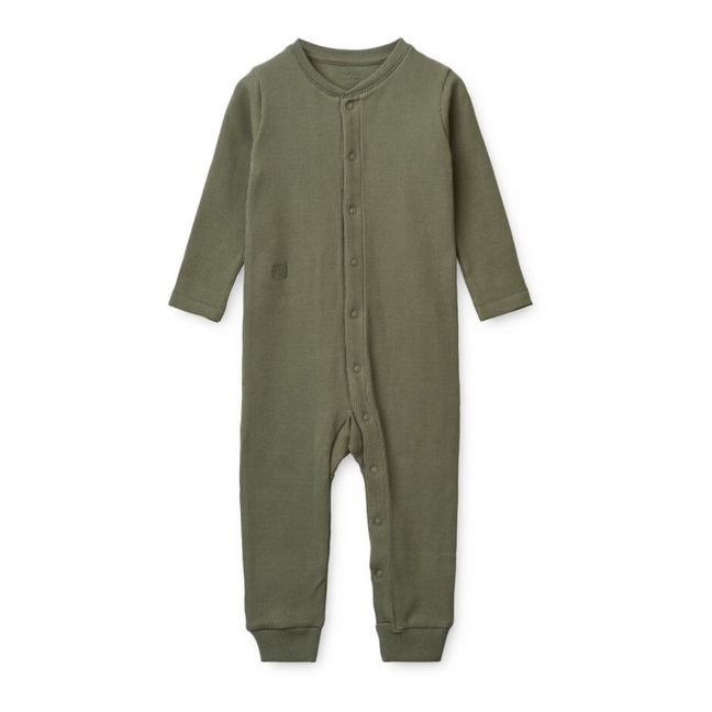 Pyjama aus gerippter Bio-Baumwolle Birk | Khaki