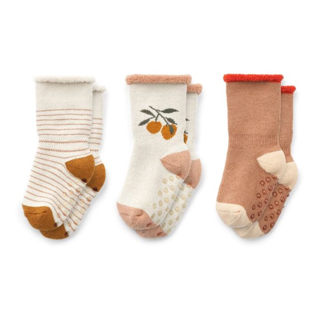 3 Paar Pfirsich-Socken Eloy | Seidenfarben