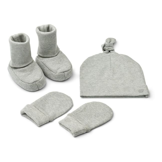 Amora Organic Cotton Slippers + Hat + Mittens | Grey