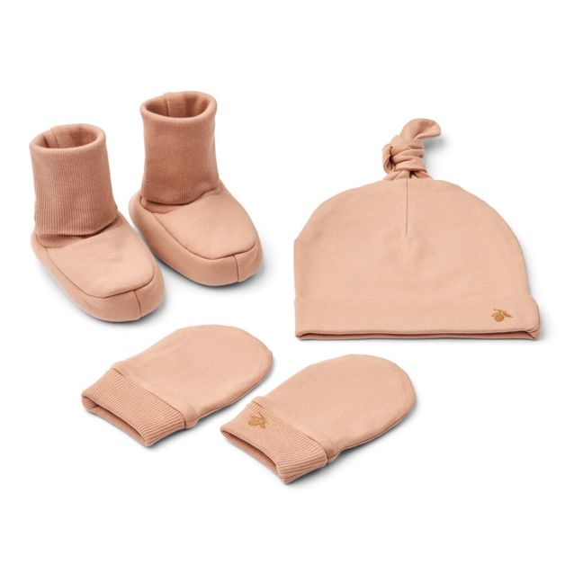 Amora Organic Cotton Slippers + Hat + Mittens | Pink