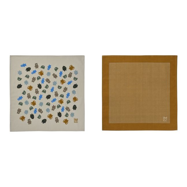 Lot 2 Foulards Coton Bio Monstres Bali | Beige