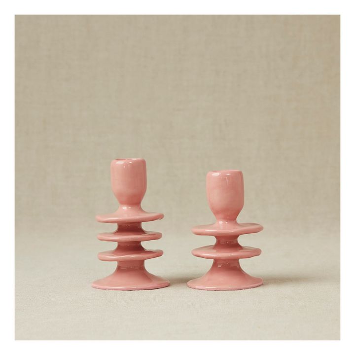 Kerzenhalter aus Keramik | Blassrosa- Produktbild Nr. 3