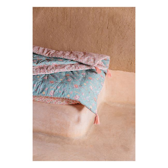 Plaid Enoha en coton bio | Bleu turquoise
