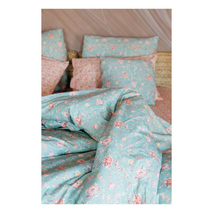 Noemie Organic Cotton Duvet Cover | Turquoise- Product image n°2