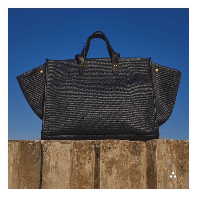 Sac Léon M Raphia | Bleu nuit