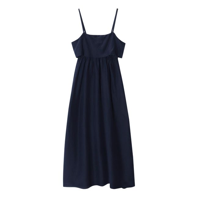 Blusa Skyla de seda y algodón | Azul Marino