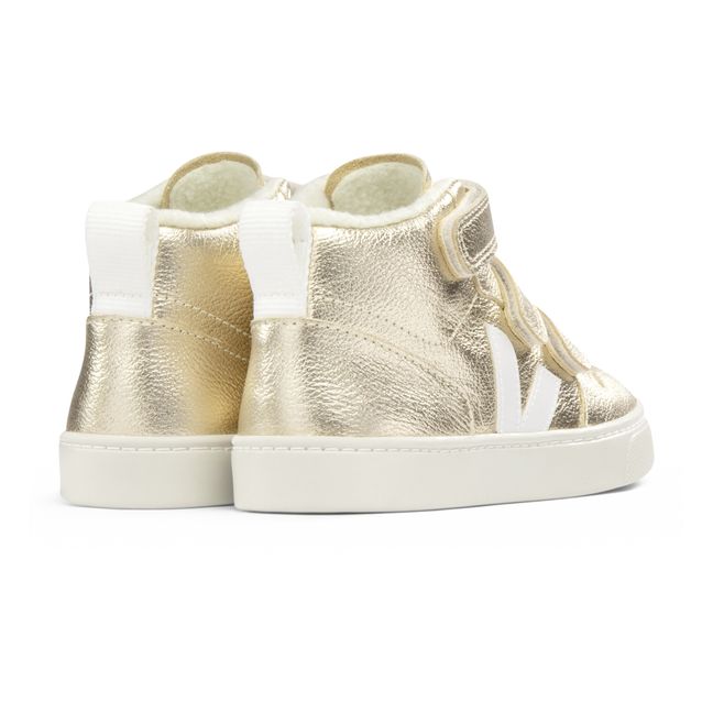 V-10 Mid Scratch Leather Filled Sneakers | Gold