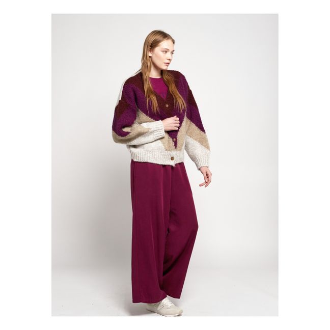 Cardigan V Colorblock - Collection Femme  | Prune