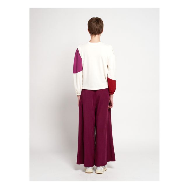 T-Shirt Coton Bio Colorblock - Collection Femme  | Ecru