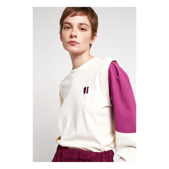 T-Shirt Coton Bio Colorblock - Collection Femme  | Ecru