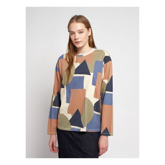 T-Shirt Coton Bio Géométrique - Collection Femme  | Ecru