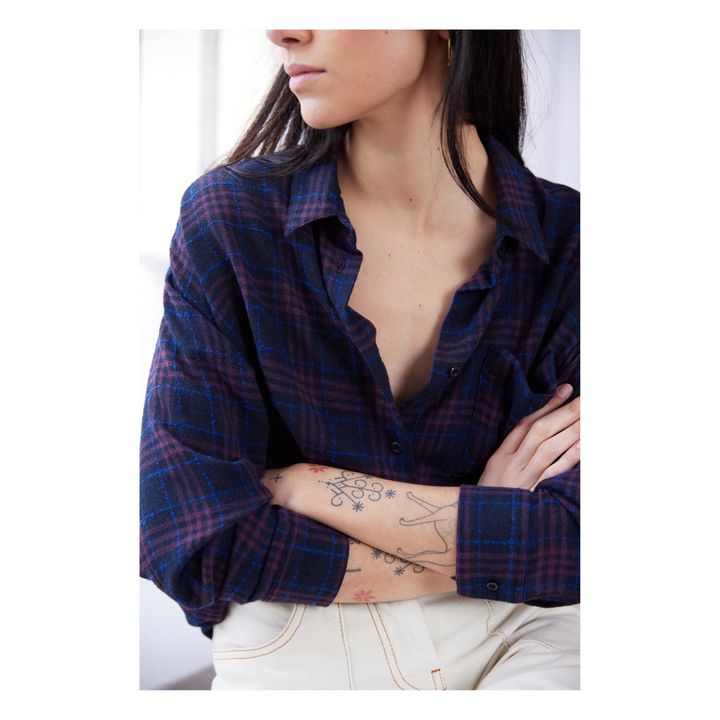 Elisa Ladylay Wool Check Shirt | Navy blue