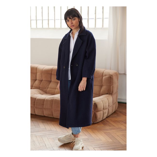 Monk Wool Oversize Coat | Navy blue