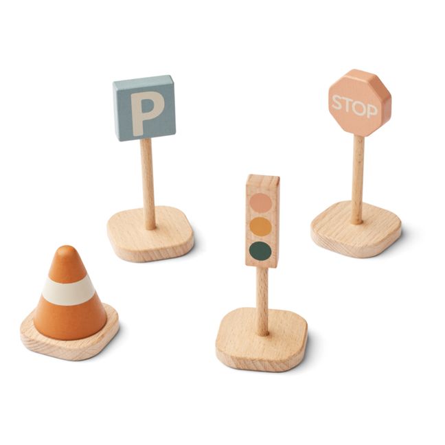 Wooden traffic signs - Set of 4 | Mustard multi mix