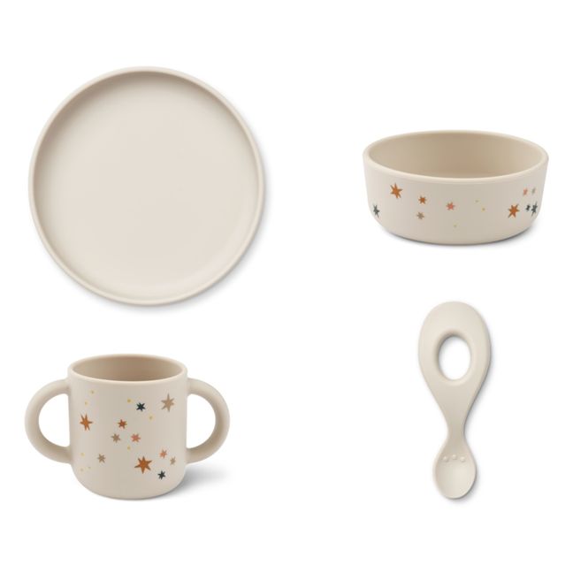 Set vaisselle Vivi en silicone - Set de 4 | Star bright/Sandy