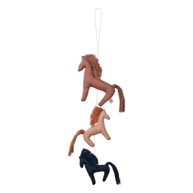 Mobile décoratif Waka en coton bio | Horses/Dark rosetta mix