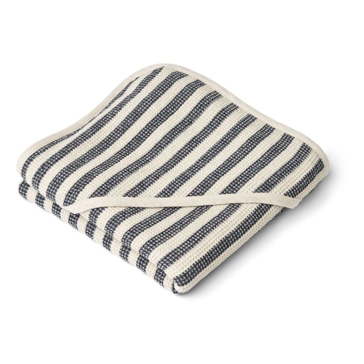 Telo da bagno Caro in cotone organico | Stripe Classic navy/Sandy- Immagine del prodotto n°1