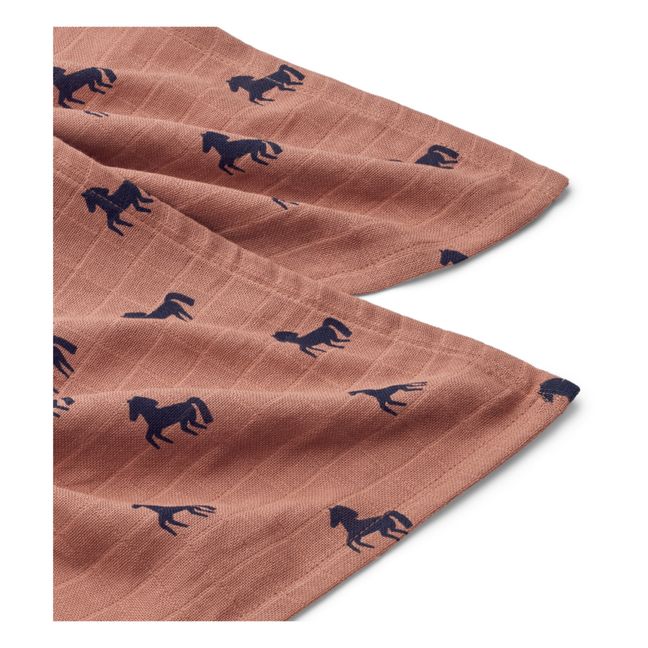 Lewis organic cotton nappies - Set of 2 | Horses/Dark rosetta