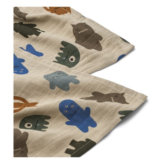 Langes Lewis en coton bio - Set de 2 | Monsters blue mix