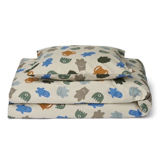 Parure de lit en coton bio | Monsters blue mix