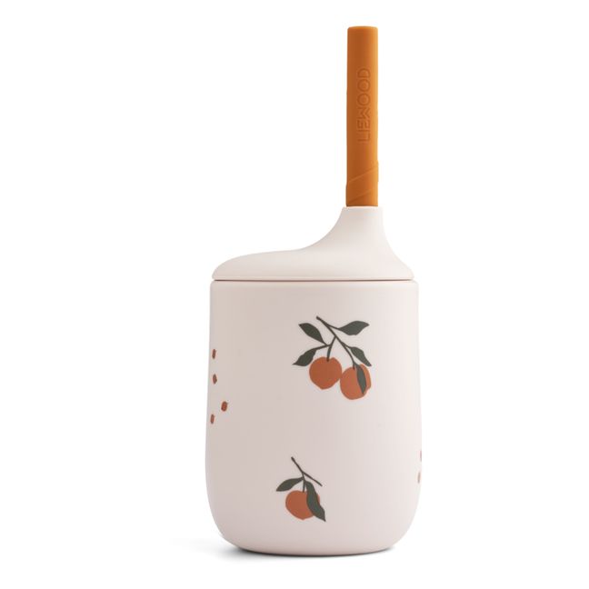 Gobelet avec paille Ellis en silicone | Peach/Sandy