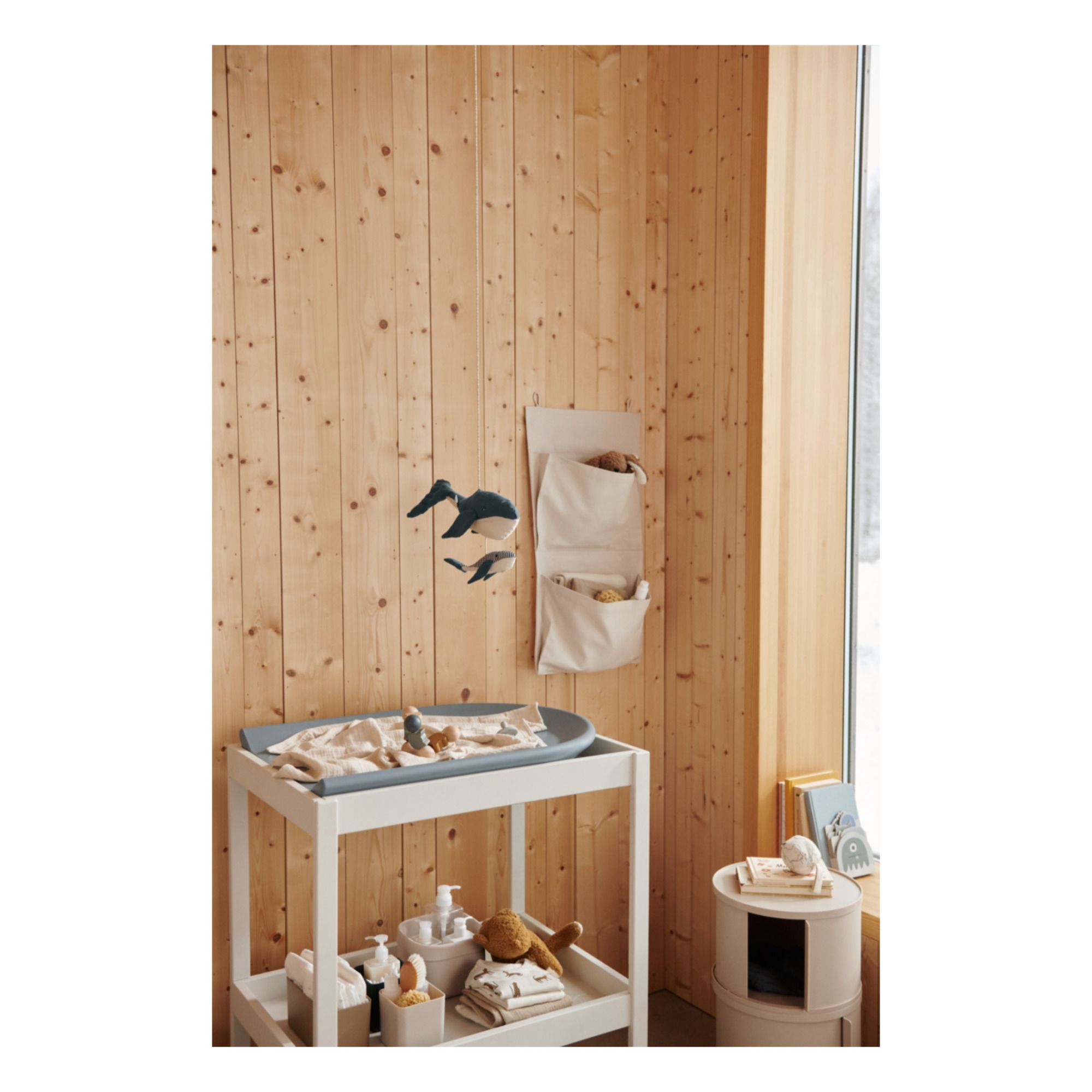 Organizer Portaoggetti in Cotone da Appendere al Lettino Beige