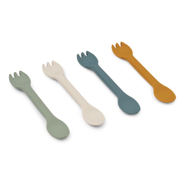 Couverts en silicone 2 en 1 Jan - Set de 4 | Faune green multi mix