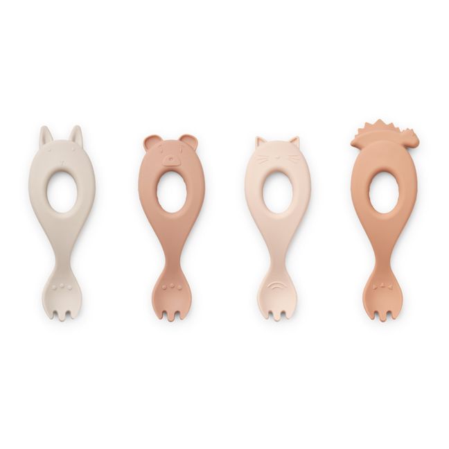 Fourchettes en silicone Liva - Set de 4 | Rose multi mix