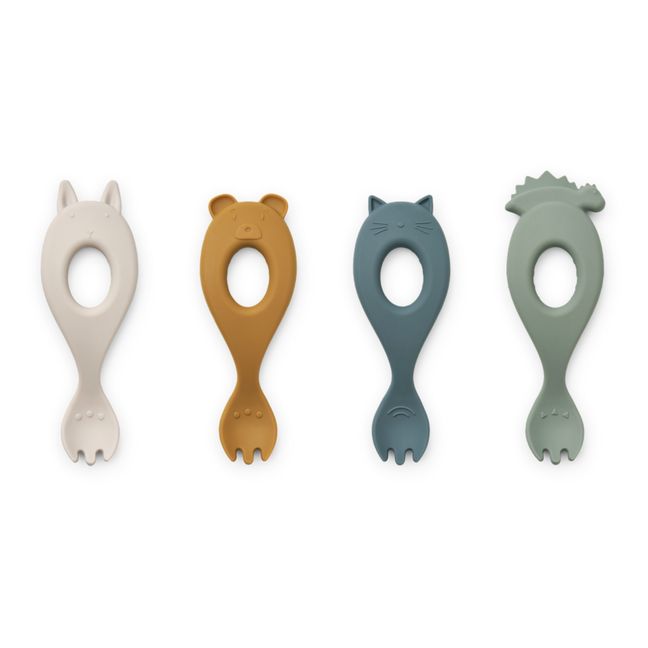 Liva silicone forks - Set of 4 | Faune green multi mix