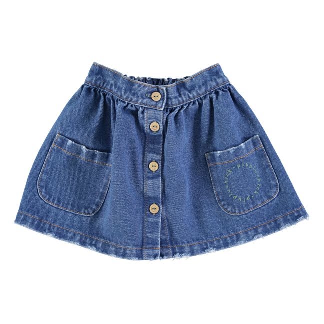 Button-front denim skirt | Blue