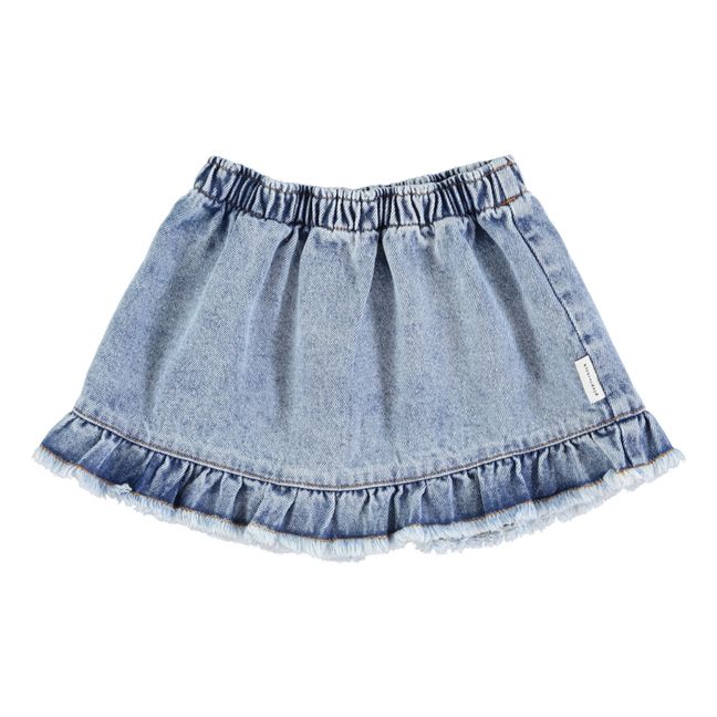 Ruffled Denim Skirt | Light Blue