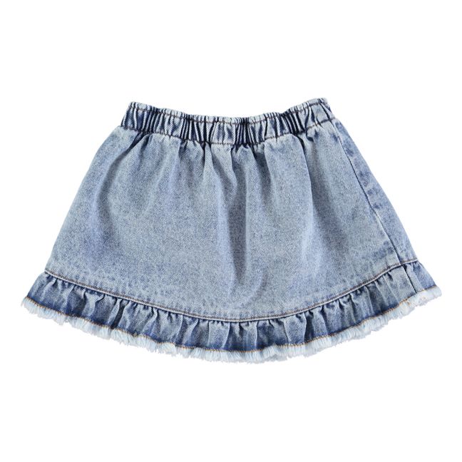 Ruffled Denim Skirt | Light Blue