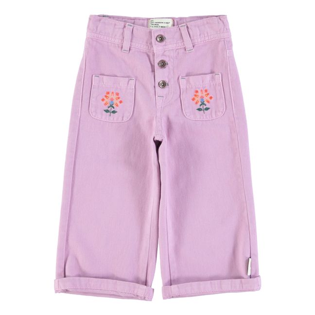 Pantalon Broderies Fleurs | Lilac