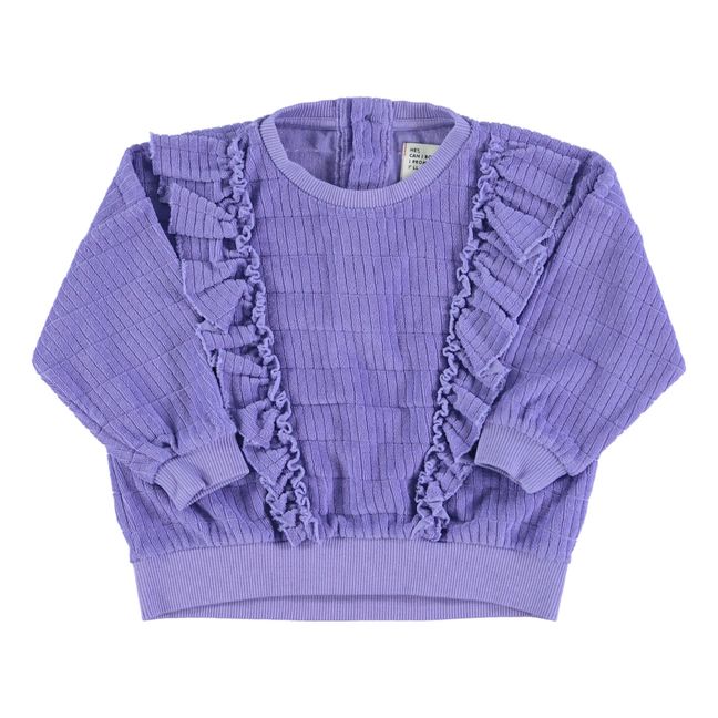 Organic Terry Ruffled Sweatshirt | Purple