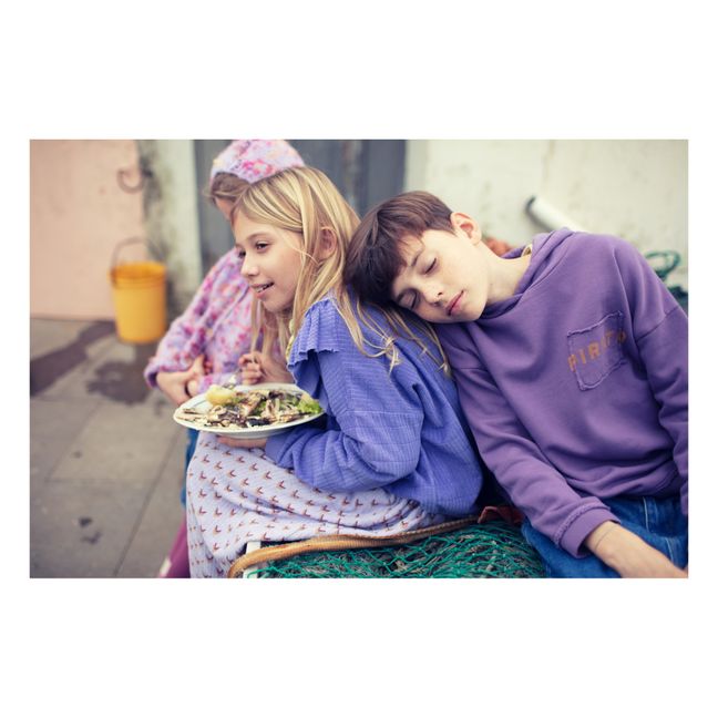 Organic Terry Ruffled Sweatshirt | Purple