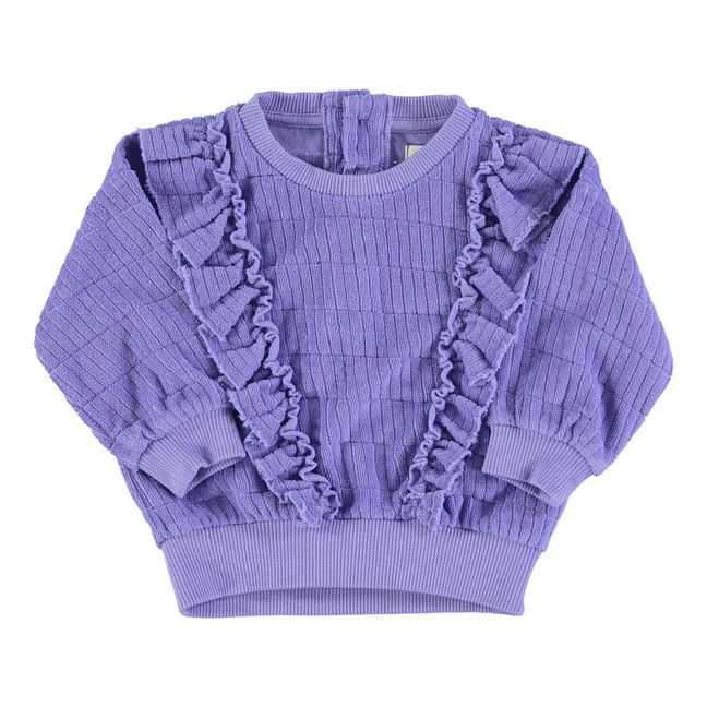 Organic Terry Ruffled Sweatshirt | Purple