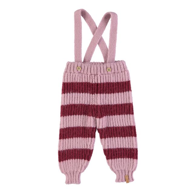 Pantalon Maille à Bretelles Rayures | Pink