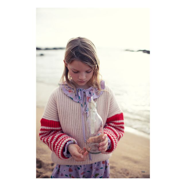 Striped-Sleeve Pullover | Ecru
