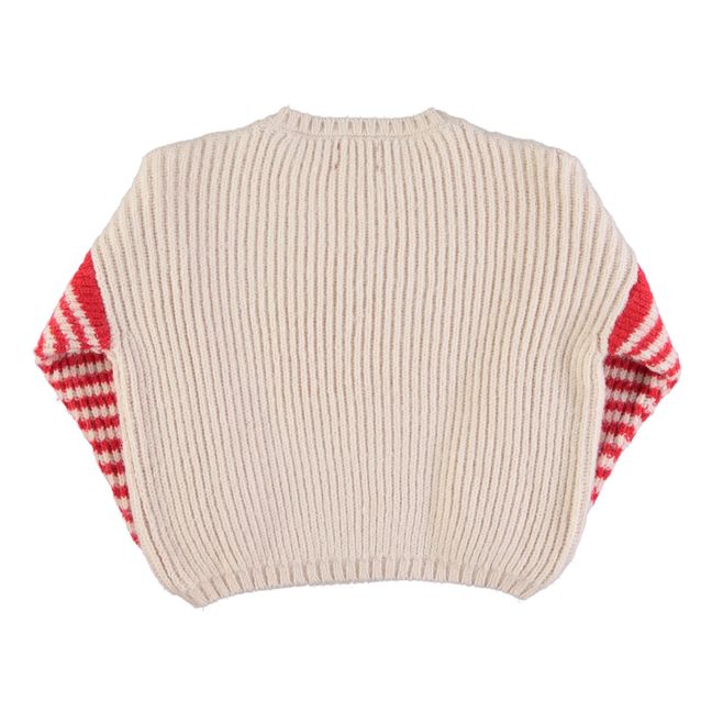 Striped-Sleeve Pullover | Ecru