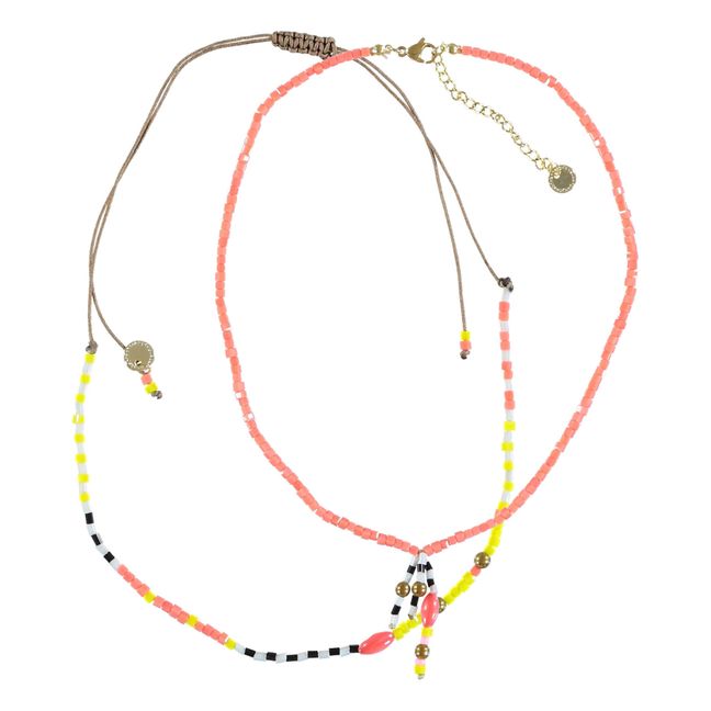 Juego de 2 collares de perlas | Rosa