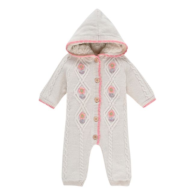 Davida Hand-embroidered Wool and Cotton Fur Pilot | Ecru