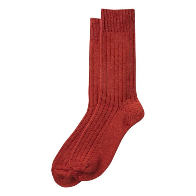 Chaussettes Côtelées Coton et Laine | Red