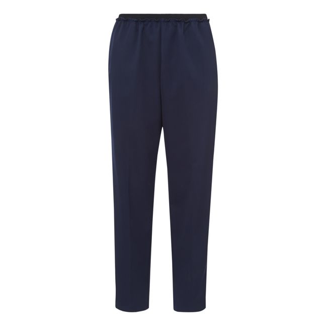 Pantalones elásticos de lana | Azul Marino