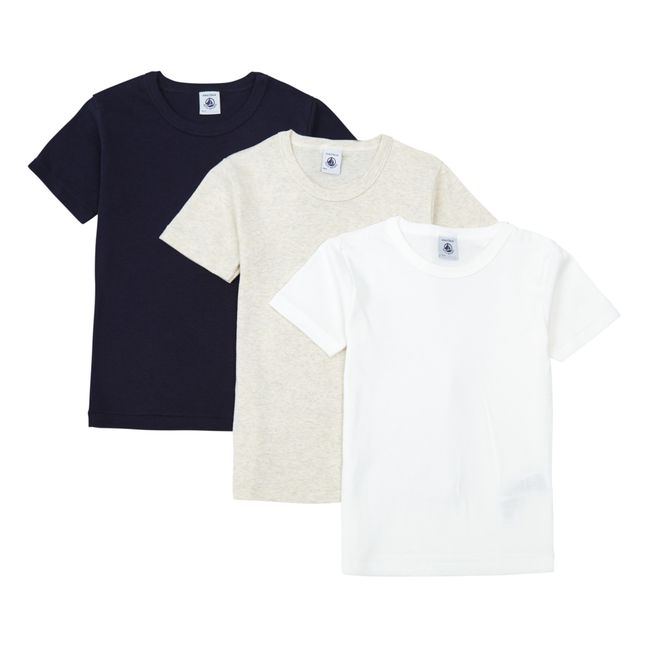 Set di 3 t-shirt a tinta unita in cotone organico | Ecru