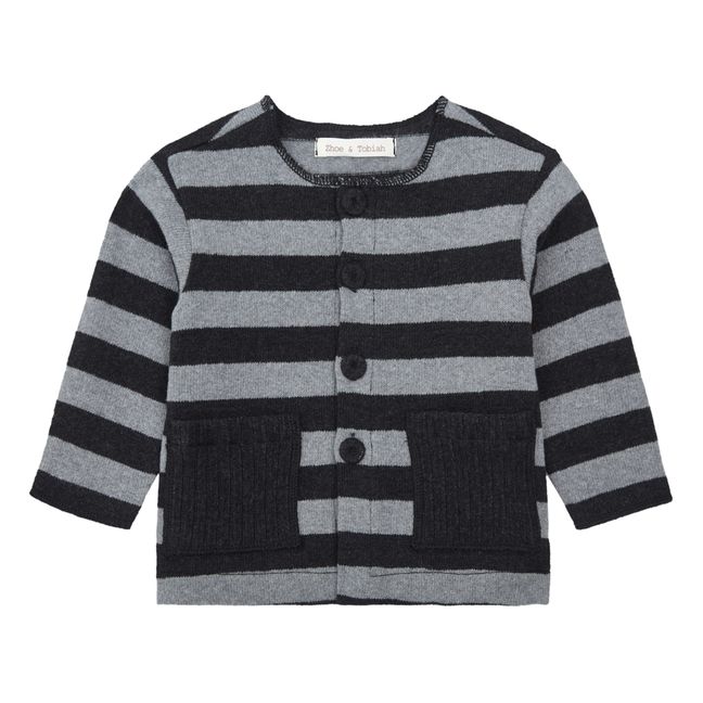 Cardigan Maille Rayé Poches | Gris