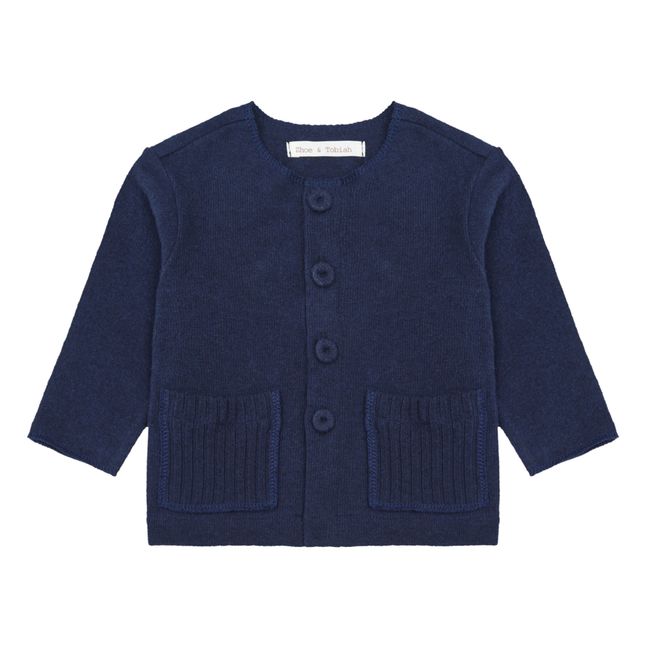 Knit Cardigan with Pockets | Blau