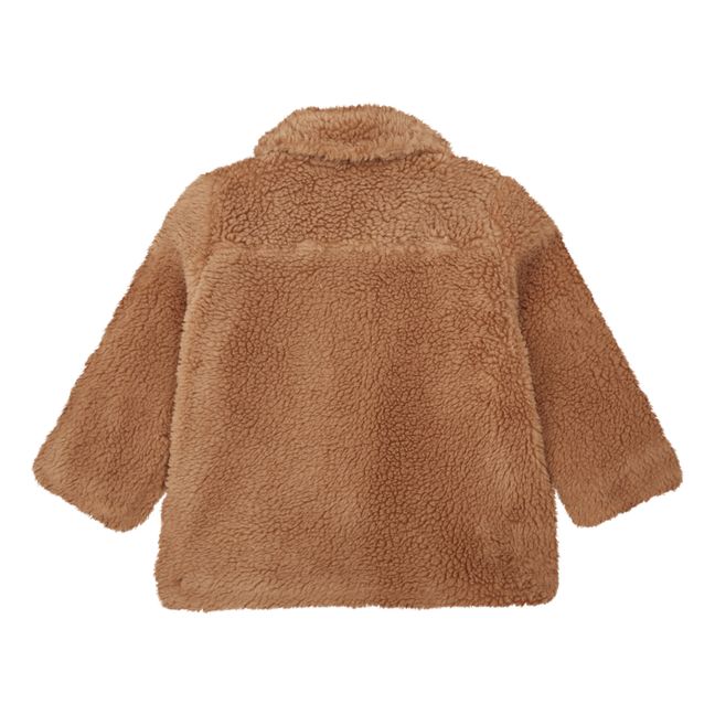 Abrigo de piel sintética con cremallera | Camel